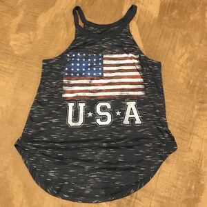 Navy Blue USA Halter Tank Top Junior’s XS